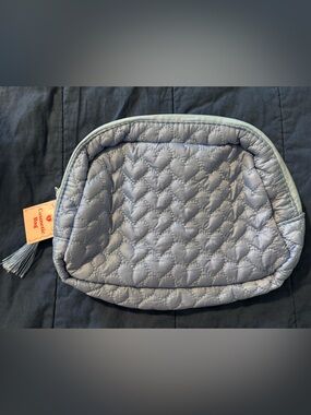Set of two Quilted Heart Pouches- Light Blue and Pink
